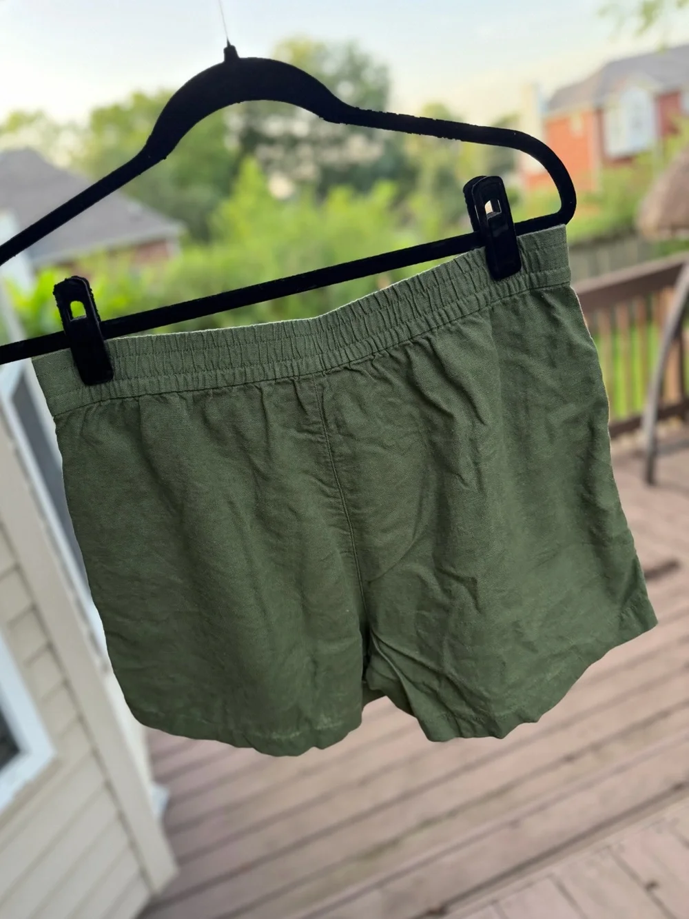 J. Crew - Olive Green Linen Blend Drawstring Shorts